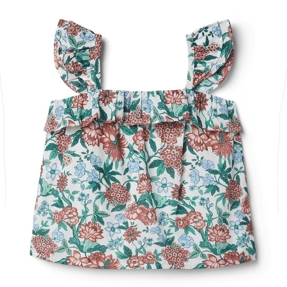 Janie and Jack FLORAL FLUTTER STRAP TOP 8 girls - Picture 1 of 2